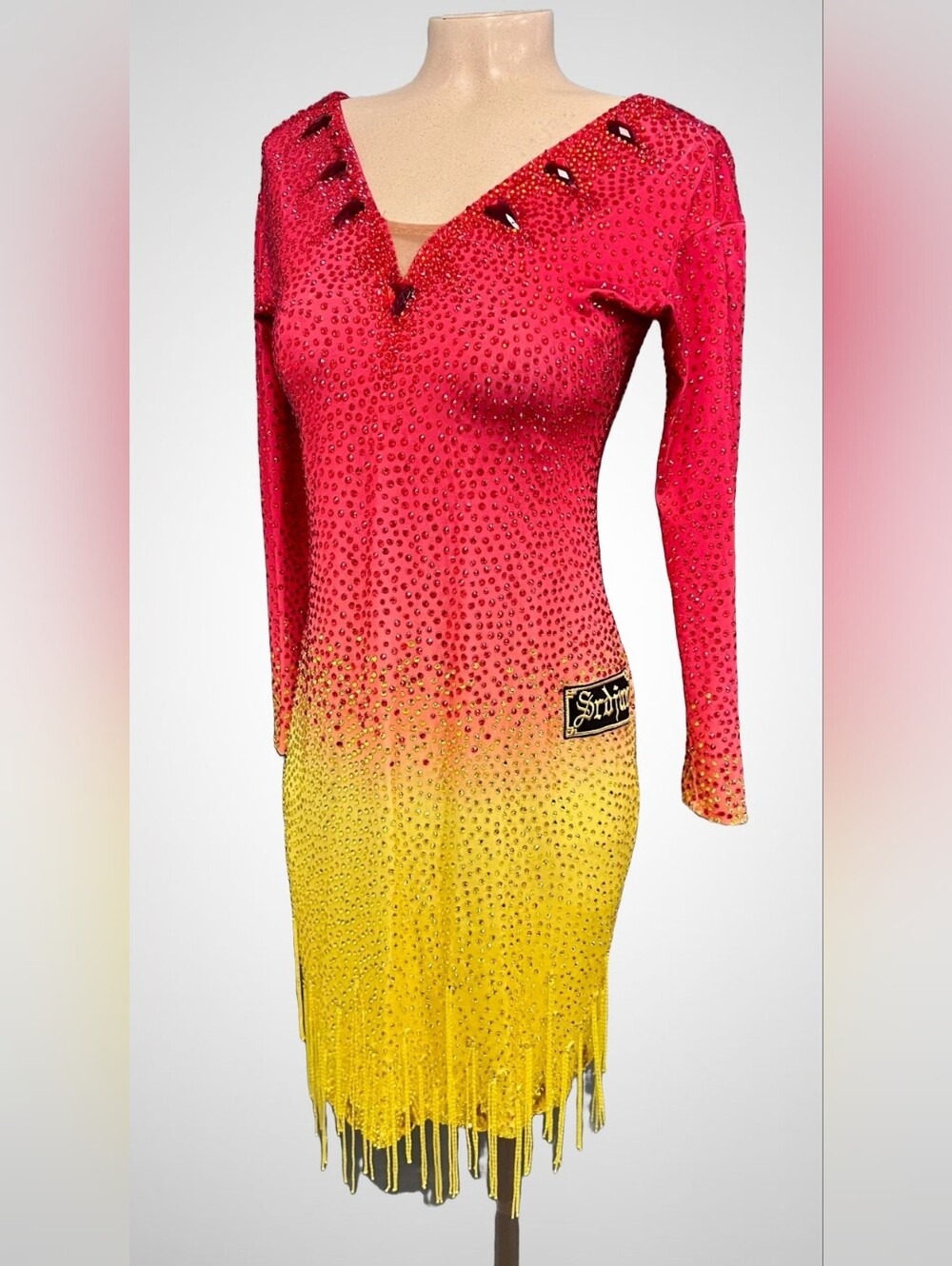 Srdjan Red to Yellow Ombre Rhythm/Latin Ballroom Dress